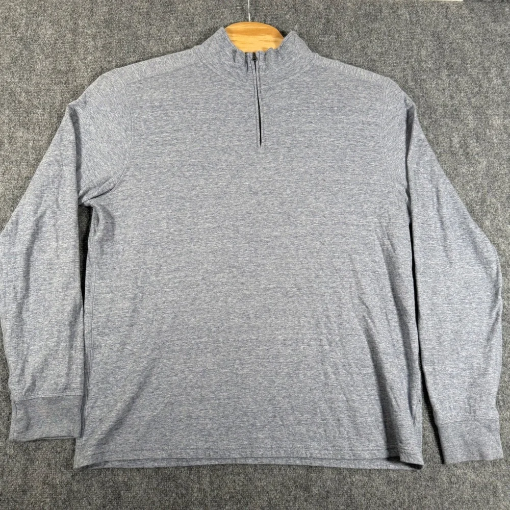 J. Crew Knit Goods 1/4 Zip Pullover Long Sleeve Blue Heathered Top XXL Tall Golf